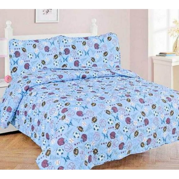FULL MVP Kids Coverlet Bedspread Quilted Set with Pillow Shams