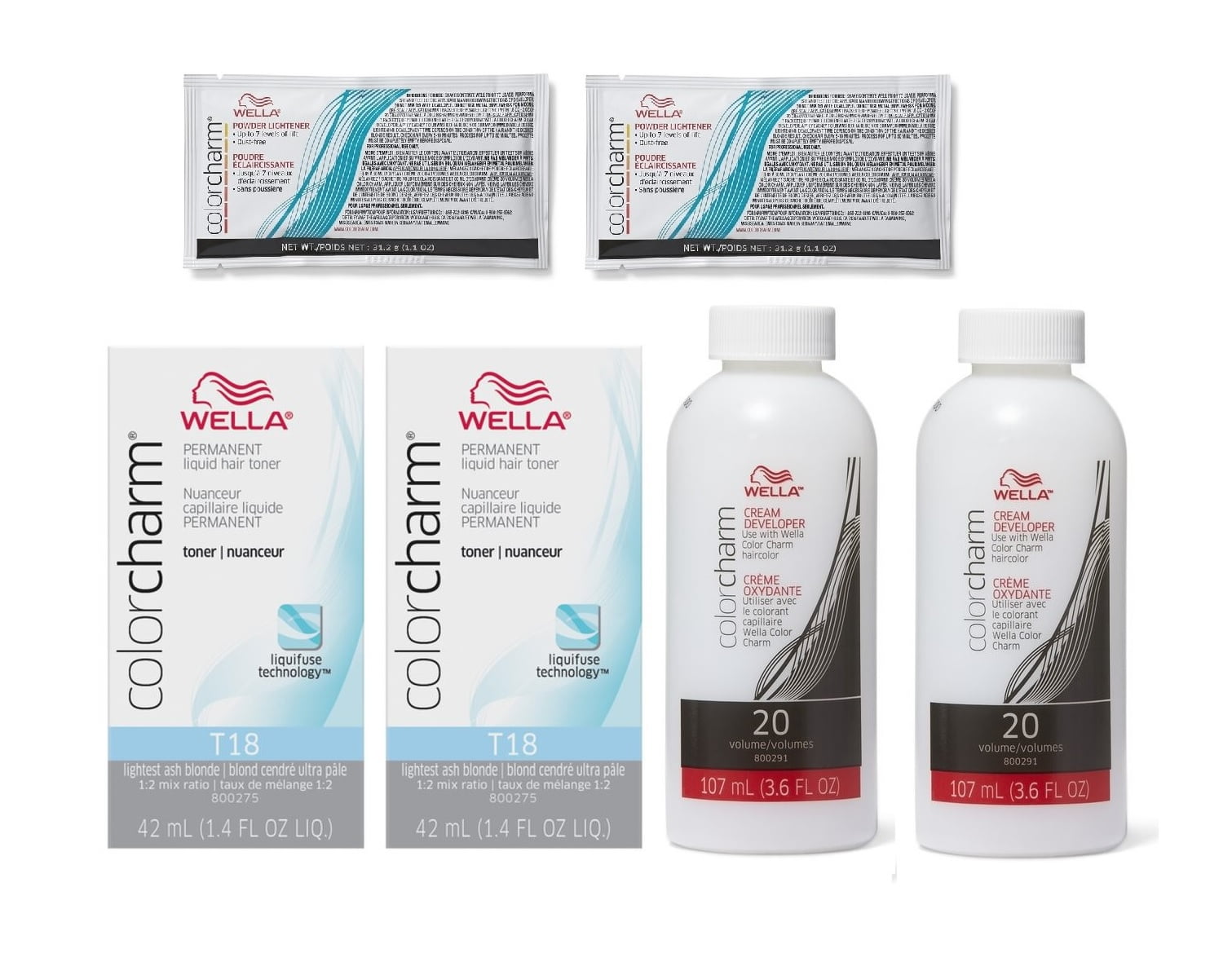 [FULL SET] Wella Color Charm T18 Lightest Ash Blonde [2 PCS] & Color