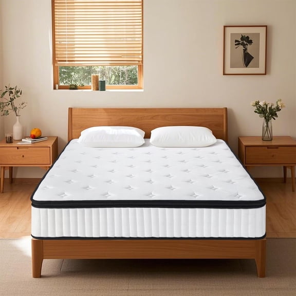 FULL Size Mattress, 12 Inch Foam Hybrid Mattress with Independent Spring, Medium Firm Mattress in a Box, Breathable and Pressure Relief, CertiPUR-US