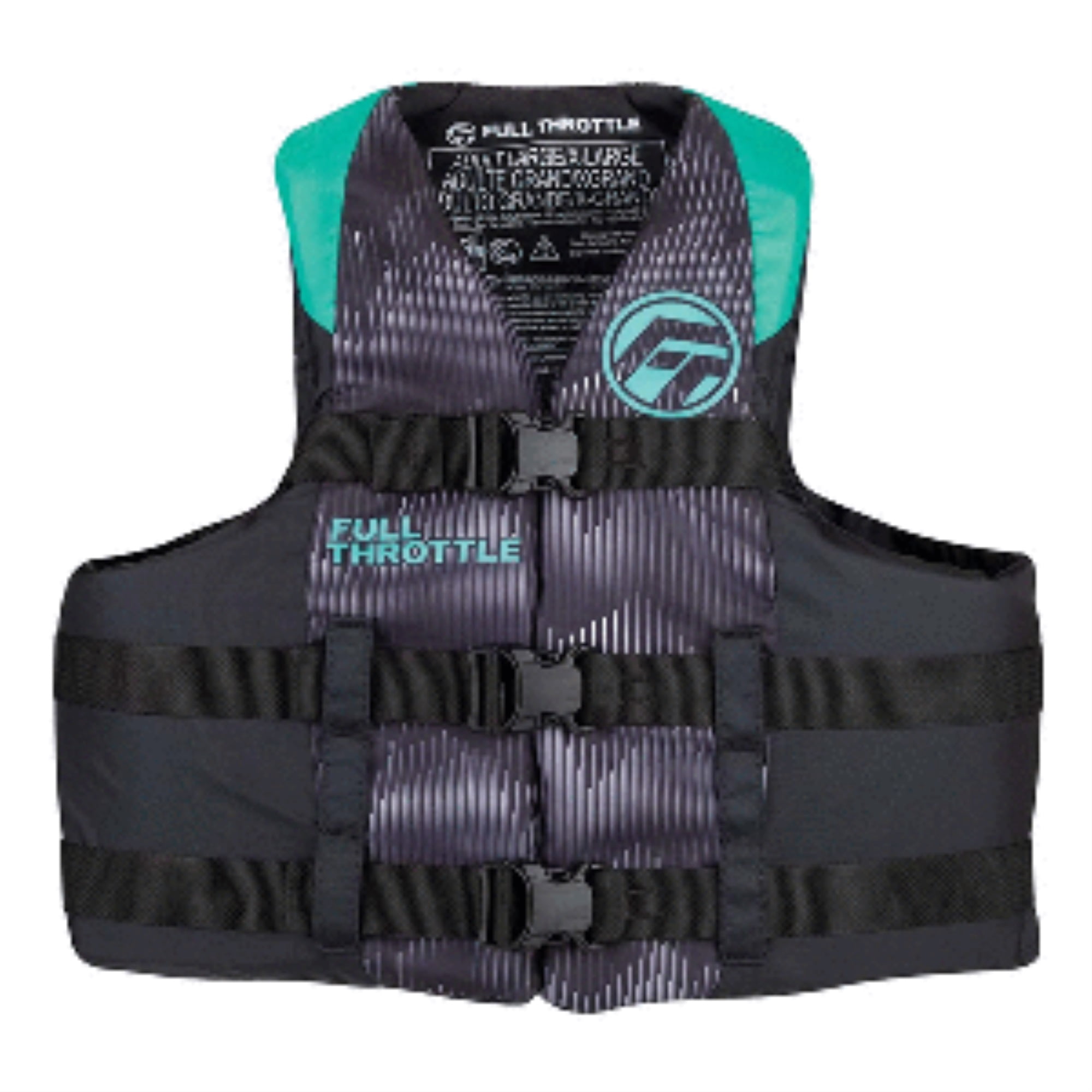 FULL THROTTLE ADULT NYLON LIFE JACKET 2X/4X - AQUA/BLACK