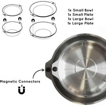 FULL WiNDSOR - MAGWARE Magnetic Bowls and Plates Set for Camping, Backpacking, Picnic, RV, Outdoor Dining - 4-Piece Stainless Steel Mess Kit