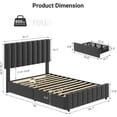 thumbnail image 1 of FULL size Vertical Soft-Covered Plastic Drawer Bed, Adjustable Height Headboard, Large Bed Frame with Storage Space,  Gray Bed Frame with Drawers, 1 of 8