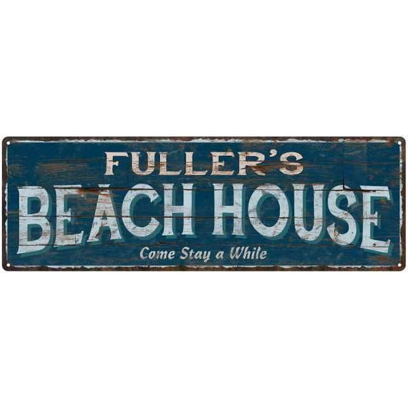 FULLER'S Beach House Blue Rustic Cabin Home Decor 8x24 Metal 108240026256
