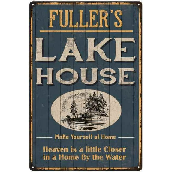 FULLER'S Lake House Blue Cabin Home Decor 8 x 12 Matte Finish Metal 108120038256