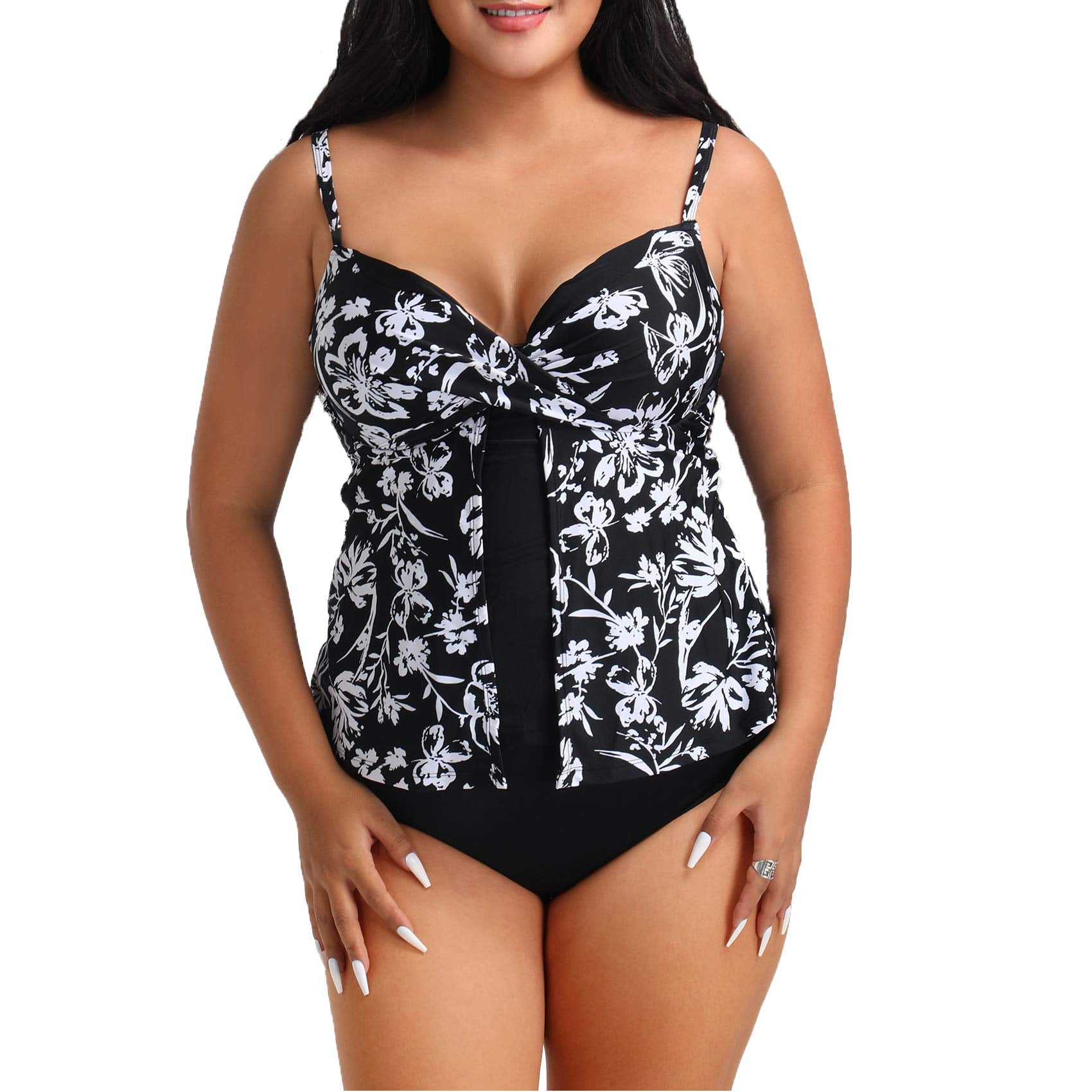 FULLFITALL Women's Plus Size Tankini Swimsuit Underwire Bathing Suits with  Shorts Swimwear 