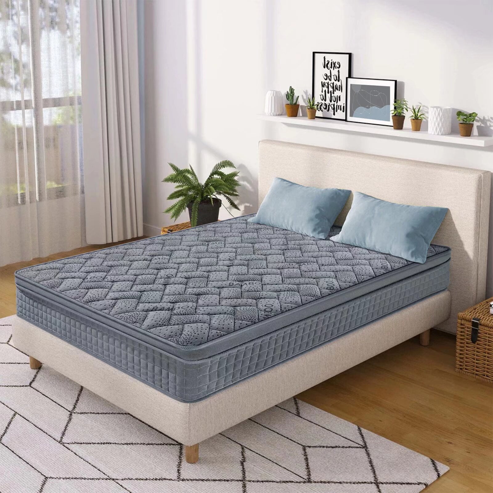 FULLMattress, 10 inch Twin Mattress in A Box, Hybrid Bonnell Coil FULL Size Mattress Medium Soft Feel with High Density Foam for Pressure Relief