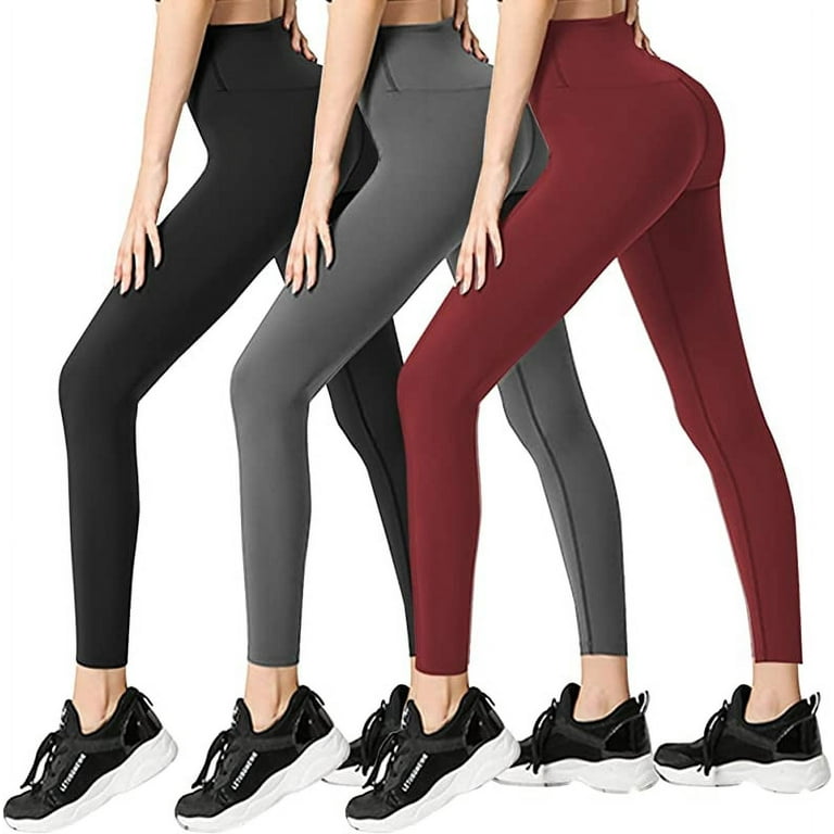 3 Pack Leggings for Women-No See-Through High Waisted Tummy Control Yoga  Pants Workout Running Legging - The Health And Fitness Store - Medium