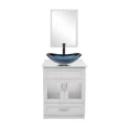 thumbnail image 1 of FULLWATT 24" Bathroom Vanity Black Cabinet Mirror Set with Ceramic Vessel Sink Bowl Faucet, 1 of 15