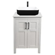 FULLWATT 24" Bathroom Wood Vanity Cabinet Storage Counter-top Vessel Sink Pop Up Combo