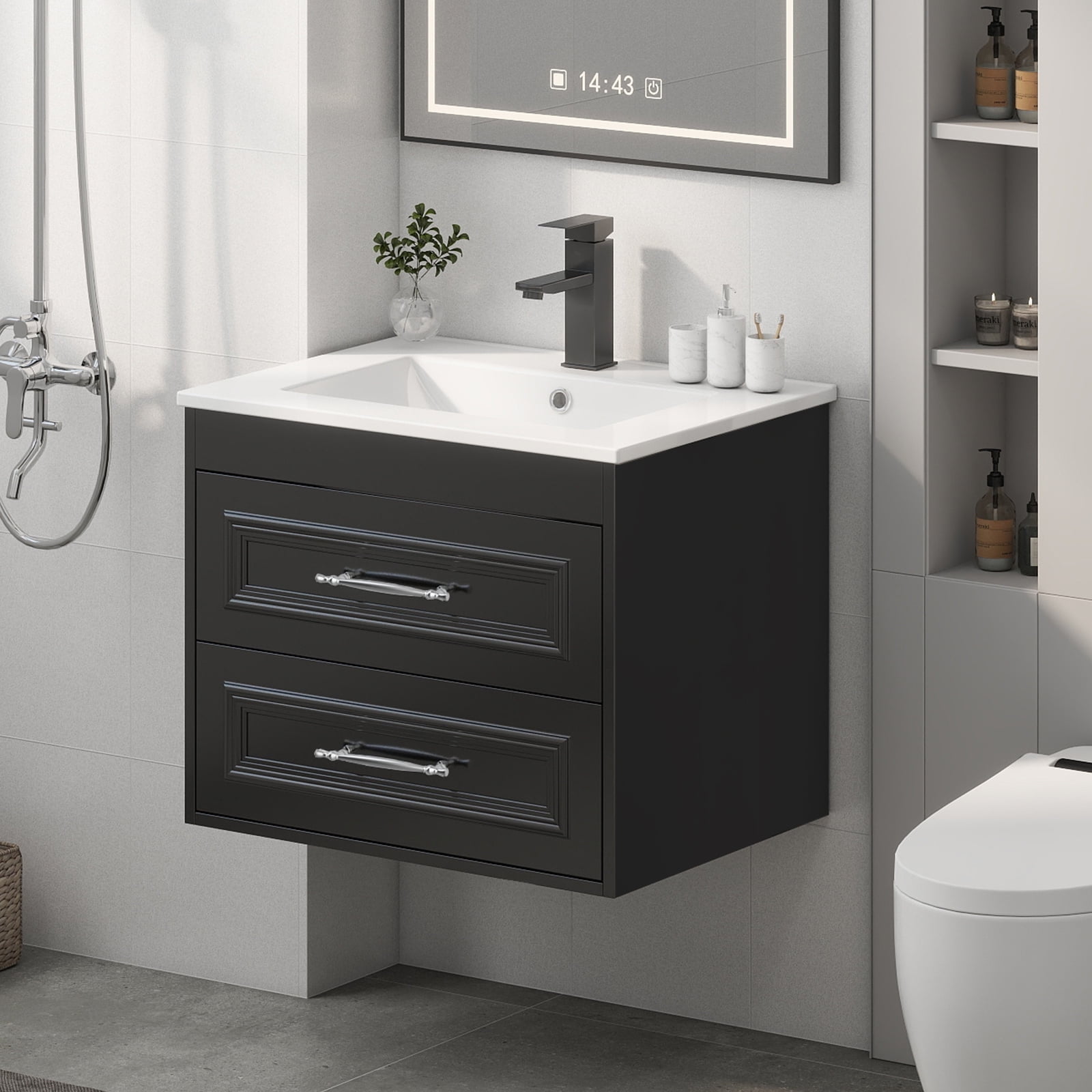 Black Single Bathroom Vanitynull