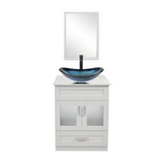 FULLWATT 24" Vanity Bathroom Cabinet with Mirror and Vessel Sink Bowl Faucet Combo Set