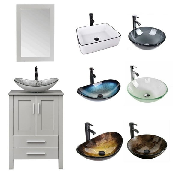 FULLWATT 24 in Bathroom Cabinet Storage Pop up Drain New (Sink Not Included)