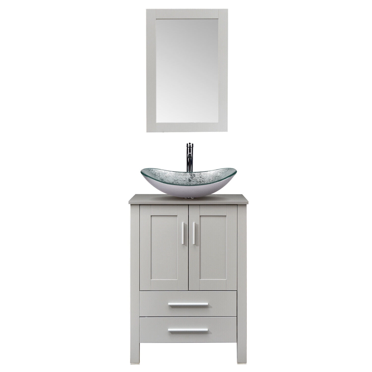 FULLWATT 24 in Bathroom Vanity Cabinet Storage Mirror Vessel Sink ...