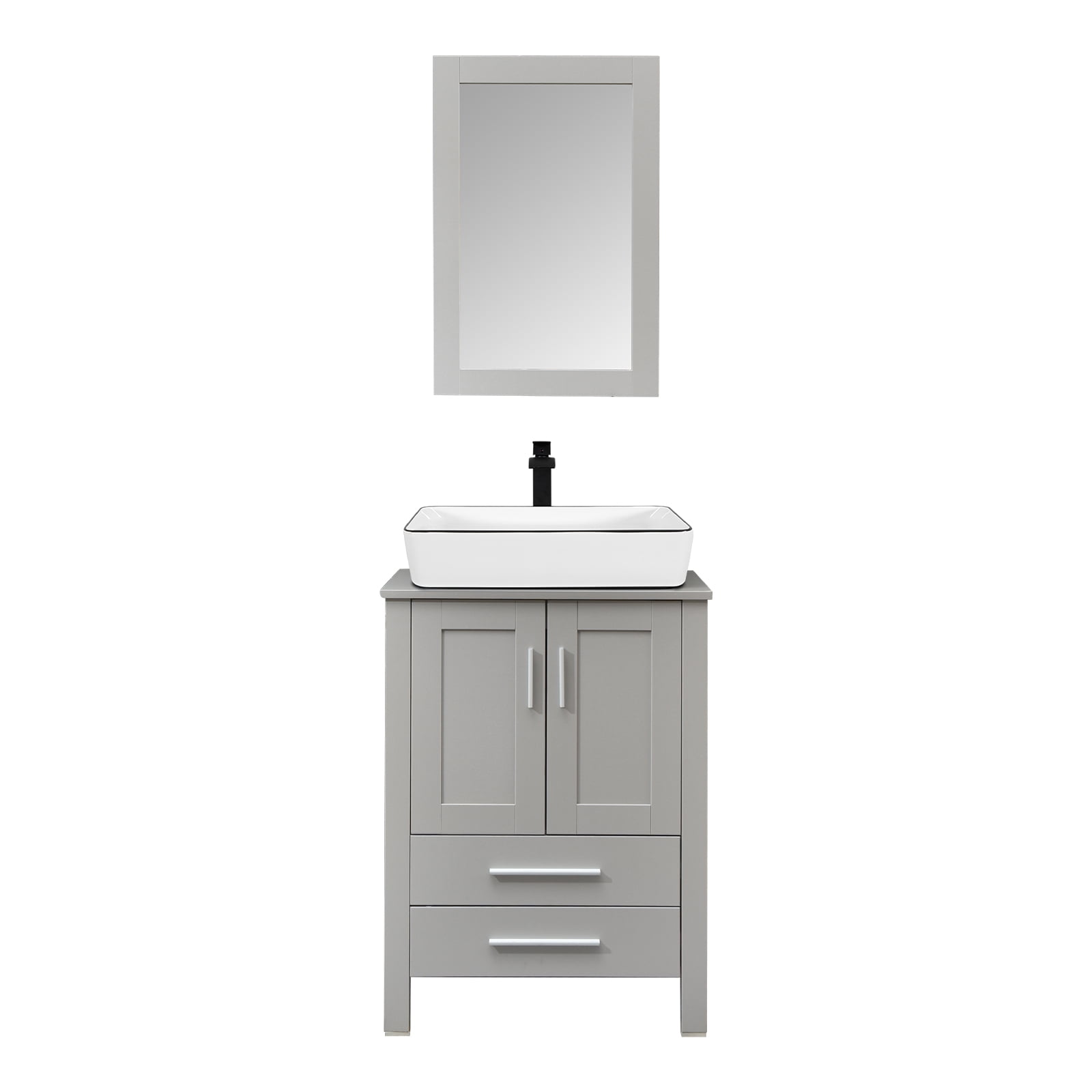 FULLWATT 24 in Modern Bathroom Vanity Cabinet, Mirror, Vessel Sink ...