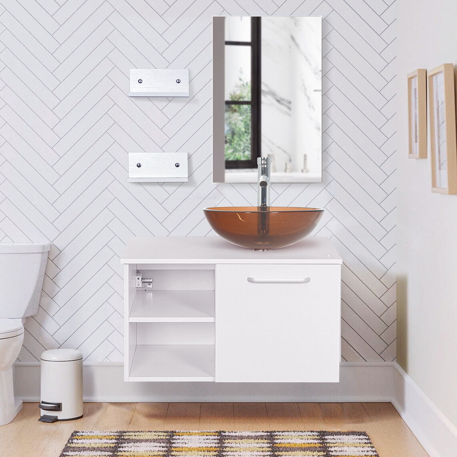 FULLWATT 28" Bathroom Vanity and Vessel Sink Combo Modern Bathroom