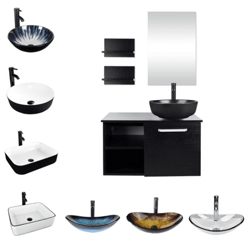 FULLWATT 28Inch Bathroom Vanity, Modern Lavatory Wall Mounted Wood