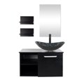 thumbnail image 1 of FULLWATT 28 Inch Wall Mounted Bathroom Vanity and Tempered Glass Sink Combo with Mirror and ORB 1.5GPM Water Saving Faucet and Pop Up Drain Set Modern Toilet Floating Vanity with Countertop Sink, 1 of 11