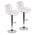thumbnail image 1 of FULLWATT Adjustable Bar Stools PU Leather Seat Swivel Dining Chair Armless Barstools, Set of 2,White, 1 of 10