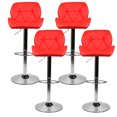 thumbnail image 1 of FULLWATT Bar Stools PU Leather Seat with Chrome Base Swivel Dining Chair Barstools, Red, Set of 4, 1 of 10