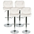 thumbnail image 1 of FULLWATT Bar Stools PU Leather Seat with Chrome Base Swivel Dining Chair Barstools, White, Set of 4, 1 of 10