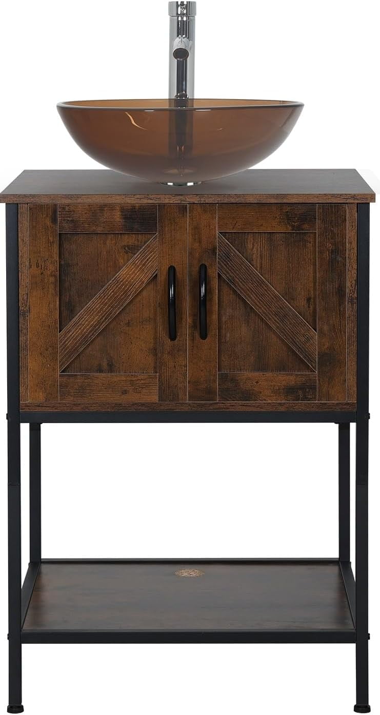 FULLWATT Bathroom Vanity 24” Classic Dark Brown Bathroom Vanity Set