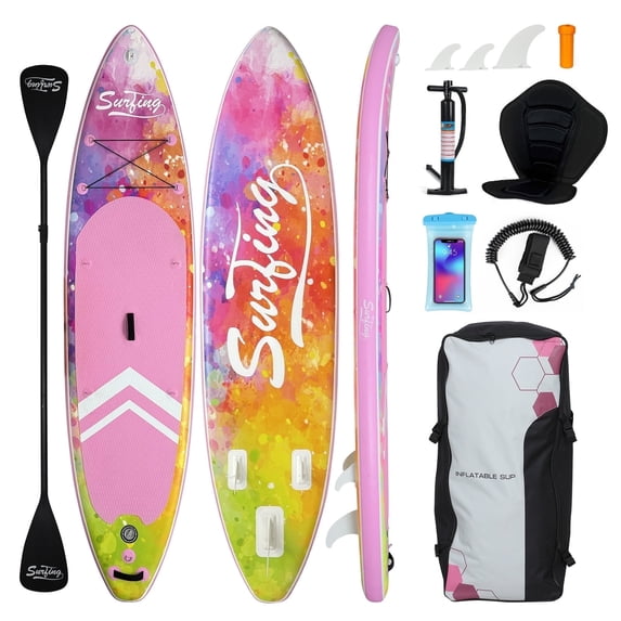 FULLWATT Inflatable Stand Up Paddle Boards 11 ft with Premium SUP Paddle Board Accessories, Wide Stable Design, Non-Slip Comfort Deck for Youth & Adults
