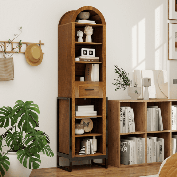 FULLWATT Shoe Storage Cabinet with Adjustable Shelves, 7 Tier Shoe Rack with Large Drawer, Tall Freestanding Shoe Organizer Cabinet for Entryway Hallway Living Room