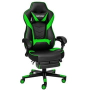 FULLWATT Video Gaming Chair Office Chair Ergonomic PC Computer Chair Reclining Racing Chair with High Back Swivel Executive Office Desk Chair with Extendable Footrest Adjustable Lumbar Pillow Green