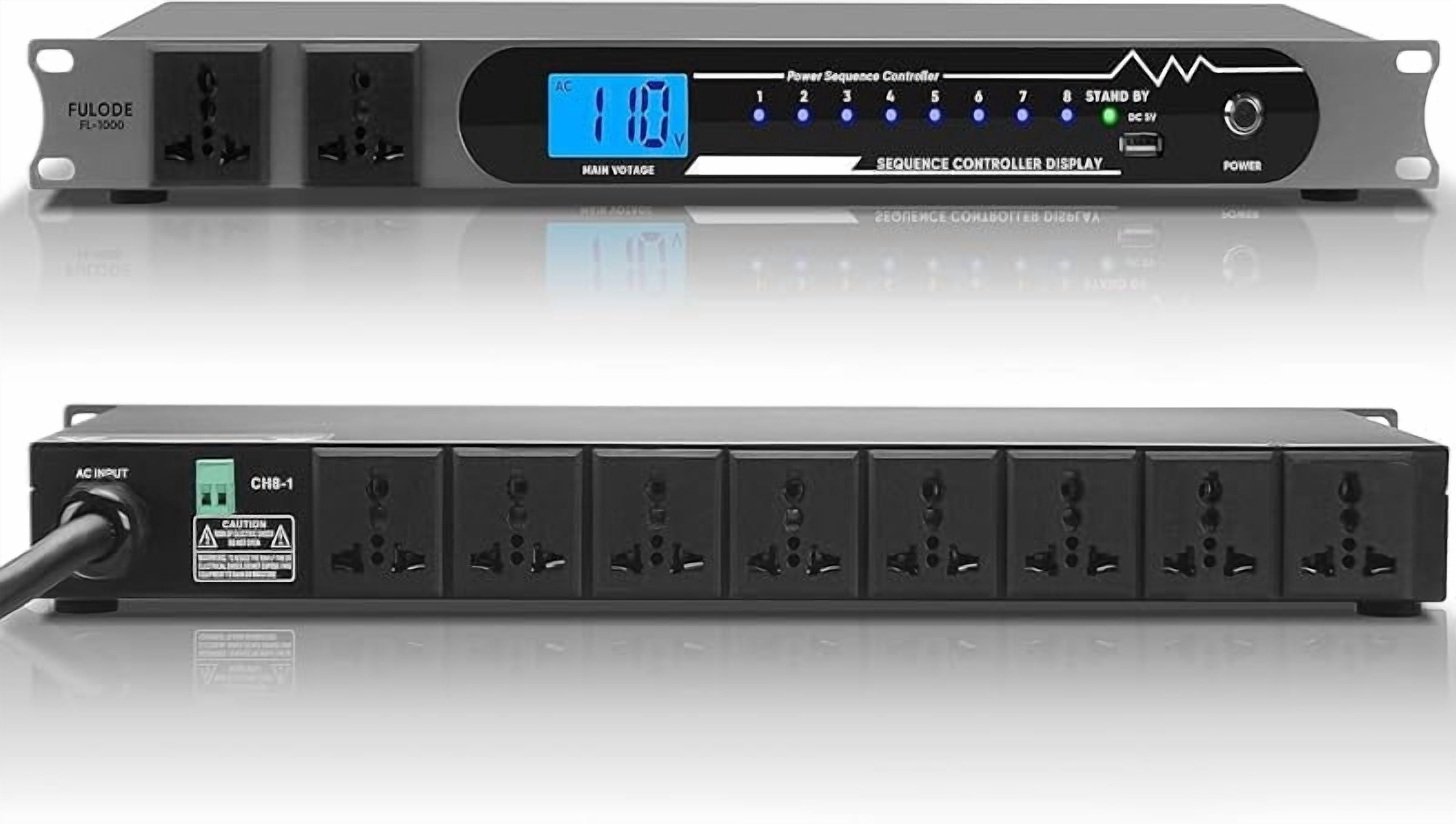 FULODE 2000W 10 Socket Sequential Rack Professional Audio Power ...