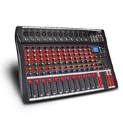 FULODE CT120S 12channel mixer audio,Console with Bluetooth USB, dj mixer,dj equipment for Computer Recording Input, 48V Power, Beginners
