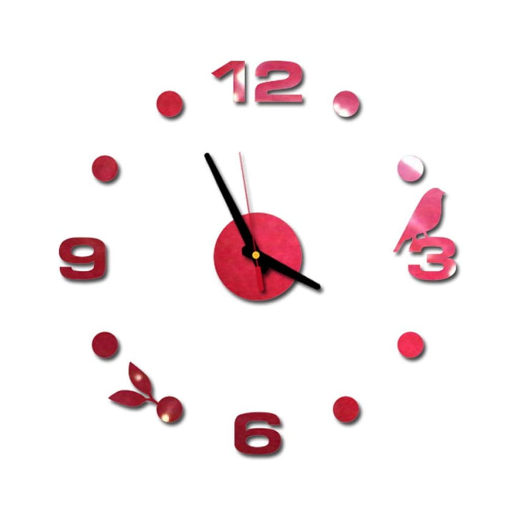 FULODIAN Wall Clock Digital Clock 3D DIY Roman Numbers Acrylic Mirror