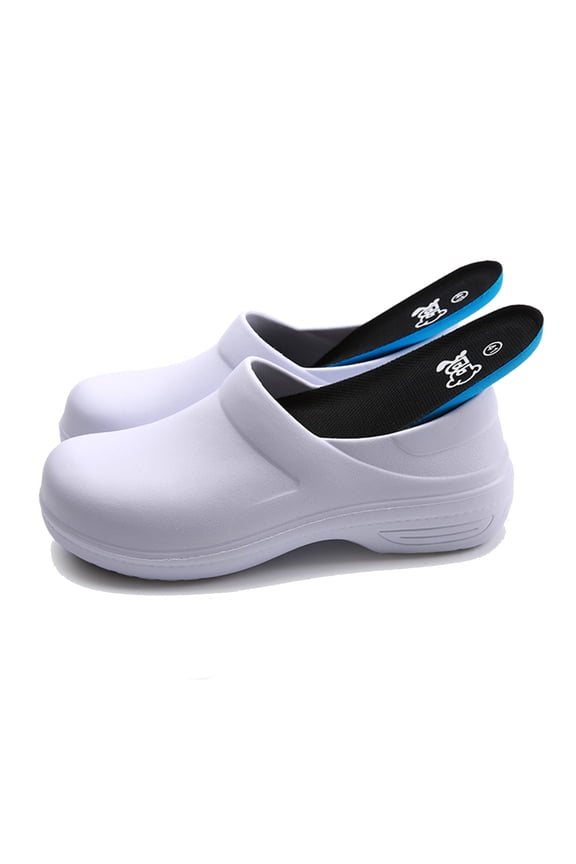 White Nurse Clogs Slip Oil Resistant Chef Shoes Waterproof Safety Work Shoes for Gardener Men Women Indoor and Outdoor