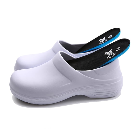 FULORIS White Nurse Clogs Slip Oil Resistant Chef Shoes Waterproof Safety Work Shoes for Gardener Men Women Indoor and Outdoor