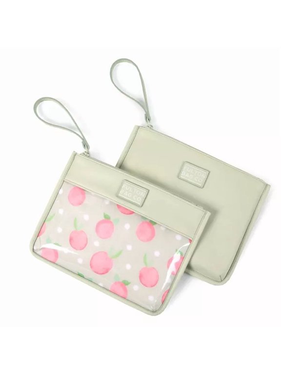 CO. LEATHERETTE SNACK POUCH SACK 2PK - PEACHES - MINT/PINK
