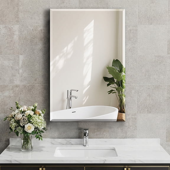 FUMANGO 16x26 Mirror Cabinet, Simple&Beautiful, Large Storage Space, Matte White for Bathroom Vanity