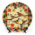 FUMJ Birds Folk Art Bone China Decorative Plate Vertical Stand Home