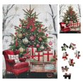 FUMJ Christmas Tree Presents Wooden Jigsaw Puzzle Vertical Challenging Difficult Wood Puzzles