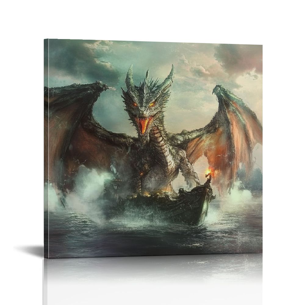 FUMJ Dragon Home Decor Canvas Wall Art Print for Bedroom Living Room