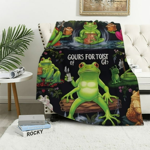 FUMJ Funny Frog Blanket for Girl Boy Frogs are My Spirit Animal Throw Blanket Frog Stuff Super Soft Cozy Flannel Plush Cute Frogs Blankets for Couch Sofa Bed Gifts for Women Kids Frog Loves