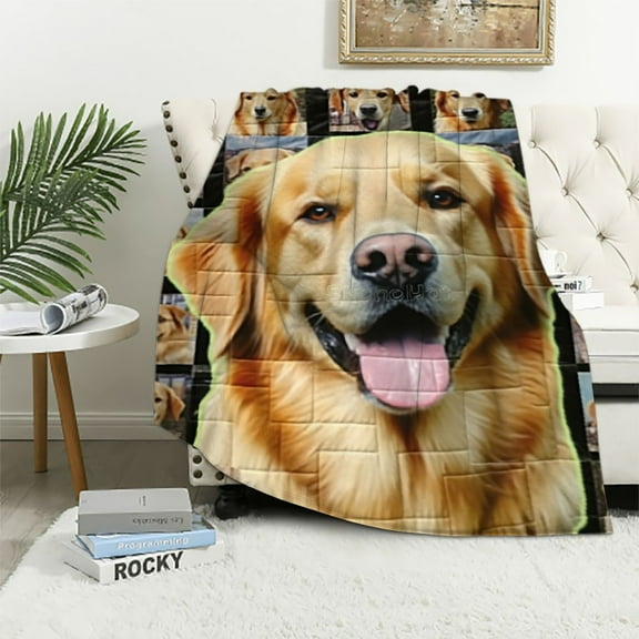 FUMJ Golden Retriever Blanket for Women Men Kids, Golden Retriever Gifts for Dog Lover, Super Soft Fuzzy Dog Throw Blanket Golden Retrievers Decor Plush Gift for Birthday Christmas