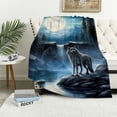 thumbnail image 1 of FUMJ  Heavy Howling Wolf Pattern-Plush Thick 8 Pound Mink Soft Blanket for Couch Sofa Bed Multicolor, 1 of 6