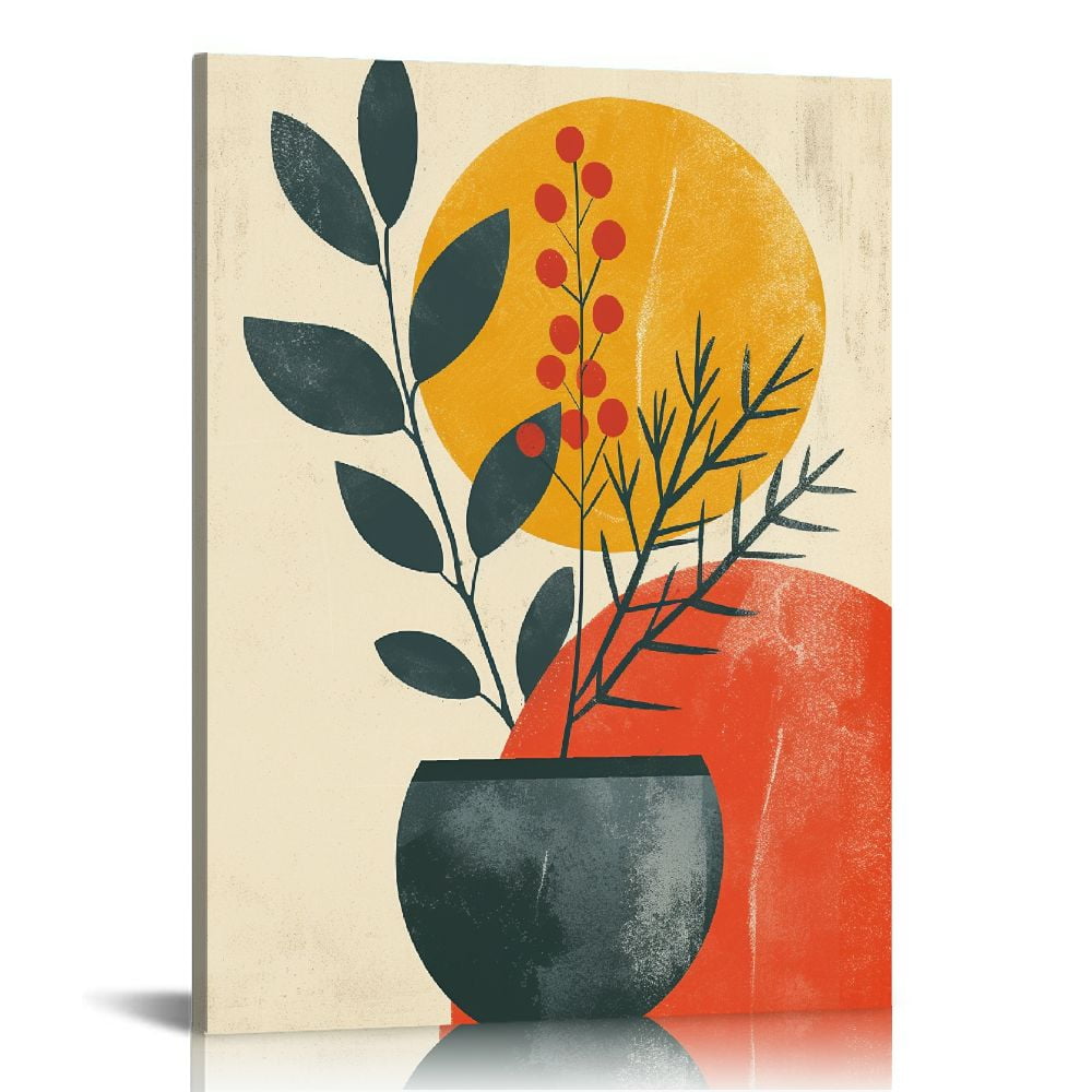 FUMJ Maikedevanoori Plant and Planter with Abstract Illustration Wall