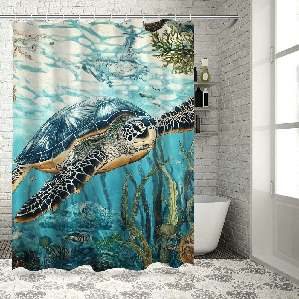 FUMJ Marine Life Waterproof Shower Curtain Multiple Sizes 100