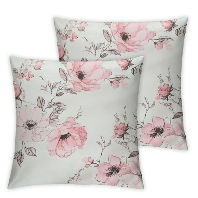 FUMJ Pink Flowers Short Plush Pillowcase Set of 2 Pillow Case All