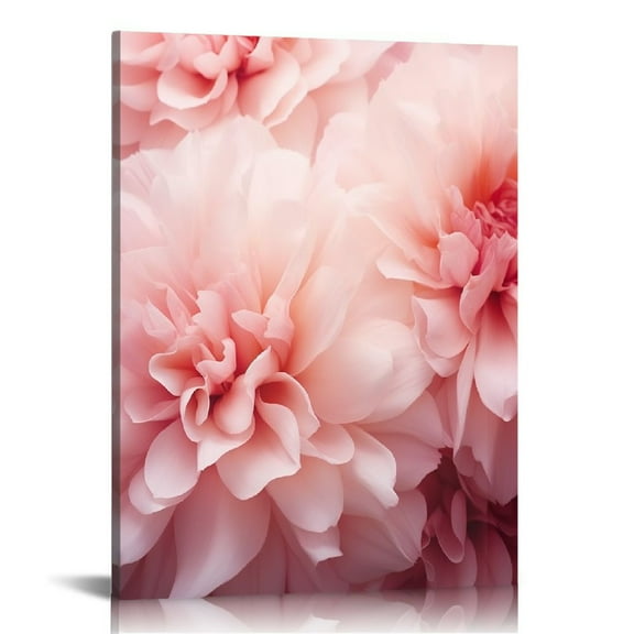 FUMJ  Pink Peony Canvas Wall Art Peonies Flower Pictures for Wall Decor Modern Floral Painting for Bathroom Decor Frame 12x16 in
