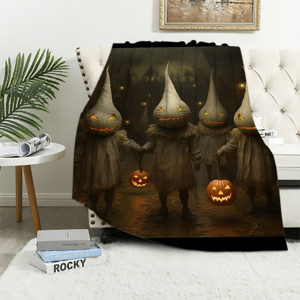 FUMJ Pumpkins Flannel Blanket for All Seasons AntiPilling Lightweight