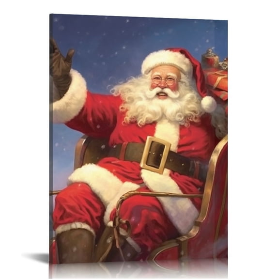 FUMJ Set of Merry Christmas Wall Art Print Santa Claus Wall Art Pictures Winter Snowman Canvas Painting Posters for Merry Christmas New Year Living Room Home Wall Decor