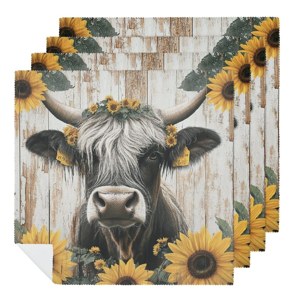 FUMJ Sunflowers Cloth Napkins Polyester Party Dinner Decoration