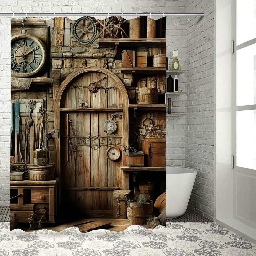 FUMJ Time Management Waterproof Shower Curtain Multiple Sizes 100 Polyester Washable Bathroom