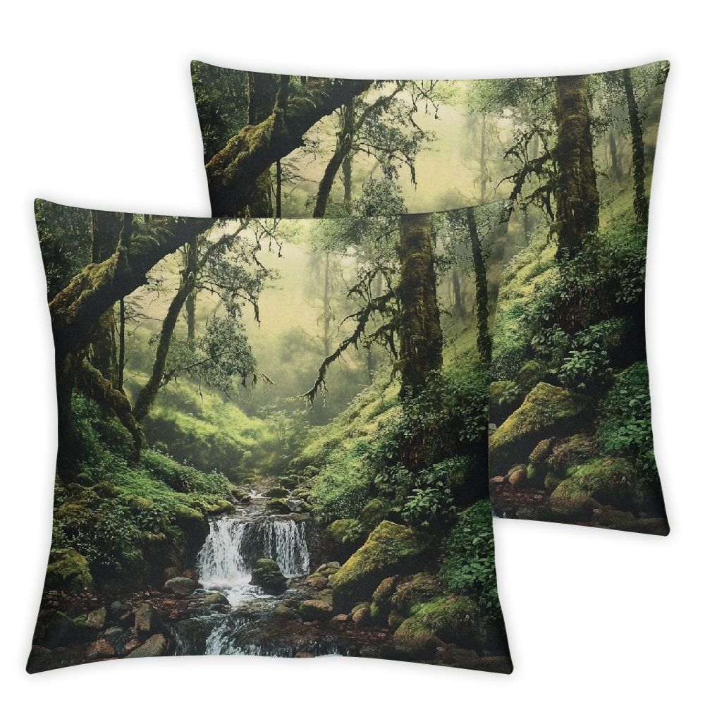 FUMJ Waterfall Trees Short Plush Pillow Covers Set of 2 for Home Decor